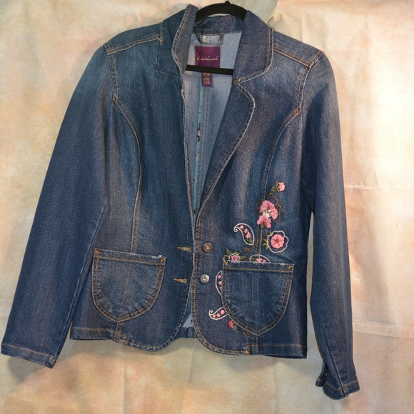 Gloria Vanderbilt Embroidered Jacket Jeans SZ 14 - Picture 1 of 12